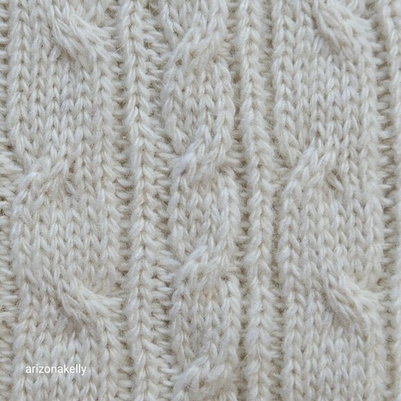 Wool or Wool Blend Cable Knit Ivory Scarf - Picture 4 of 15